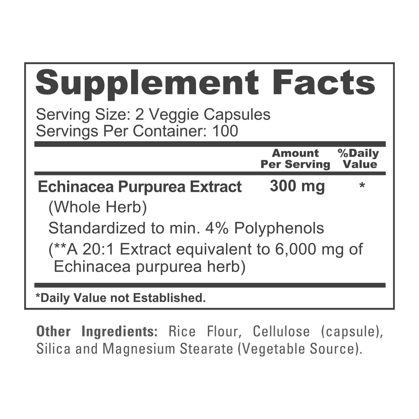 NusaPure Echinacea 20:1 Extract, 300 mg Equivalent to 6,000mg 200 Veggie Caps, Vegan, Non-GMO, Gluten Free Supplement NusaPure uk supplements