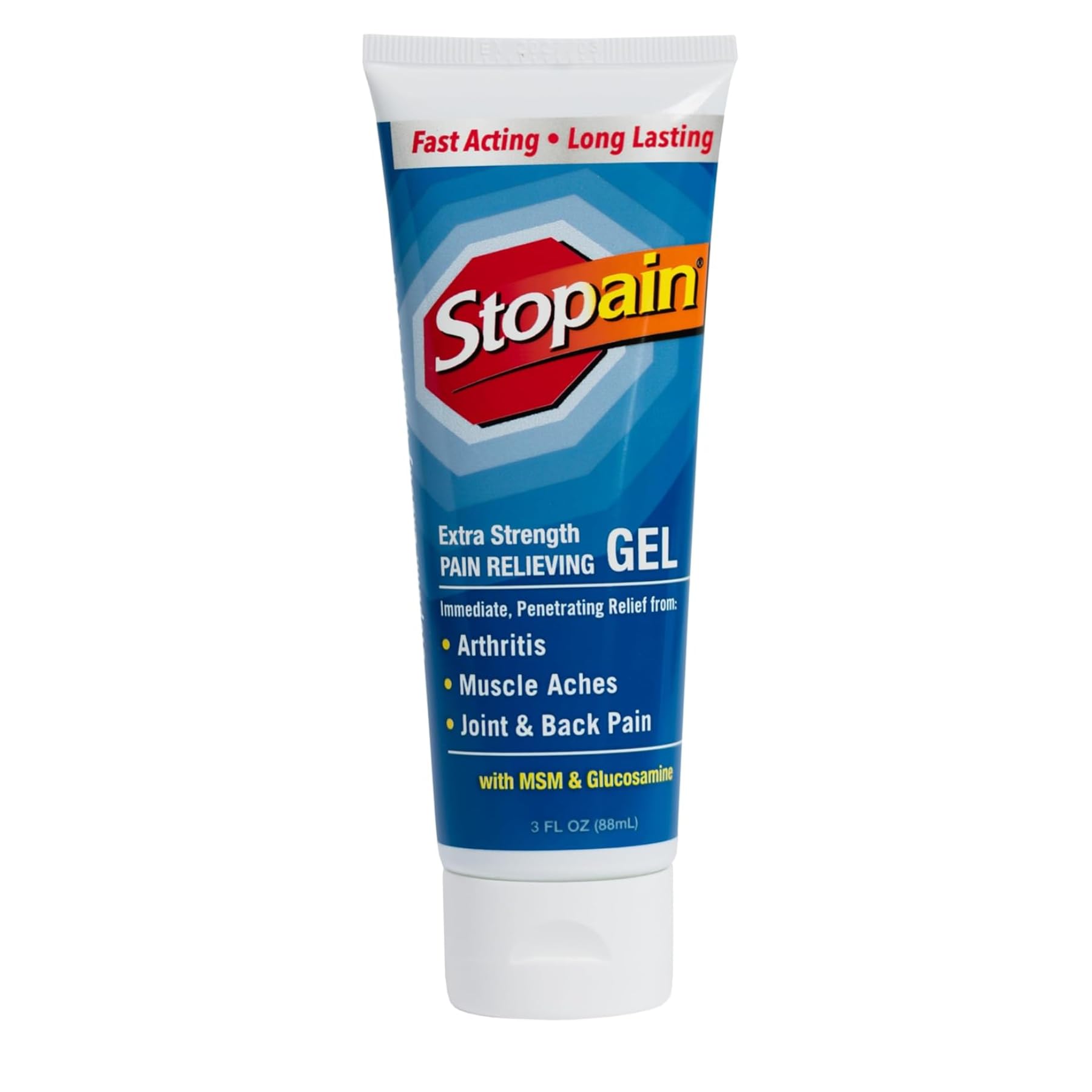 Stopain Pain Relief Gel 3oz USA Made, Max Strength Fast Acting with MSM, Glucosamine, Menthol for Arthritis, Lower Back Sciatica, Knee, Neck, HSA FSA Approved Topical Analgesic Products Stopain uk supplements