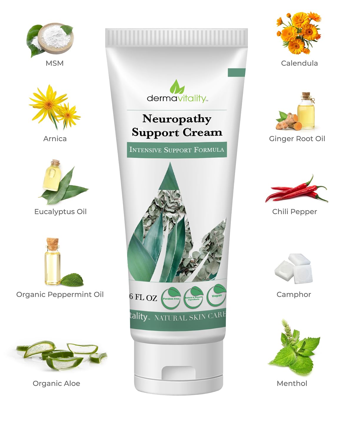 UltimateVitality Neuropathy Support Cream – Natural Organic Cream for Feet, Hands, Legs, Toes Includes Arnica, Capsicum Frutescens Fruit Extract, Peppermint a Ginger - 6 Ounces UltimateVitality uk supplements