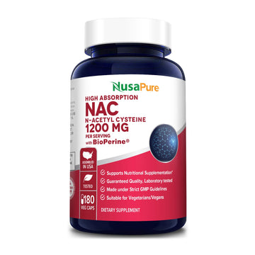 NusaPure N-Acetyl Cysteine (NAC) 1200mg 180 Veggie Caps (Vegetarian, Non-GMO, Gluten Free) Bioperine NusaPure uk supplements