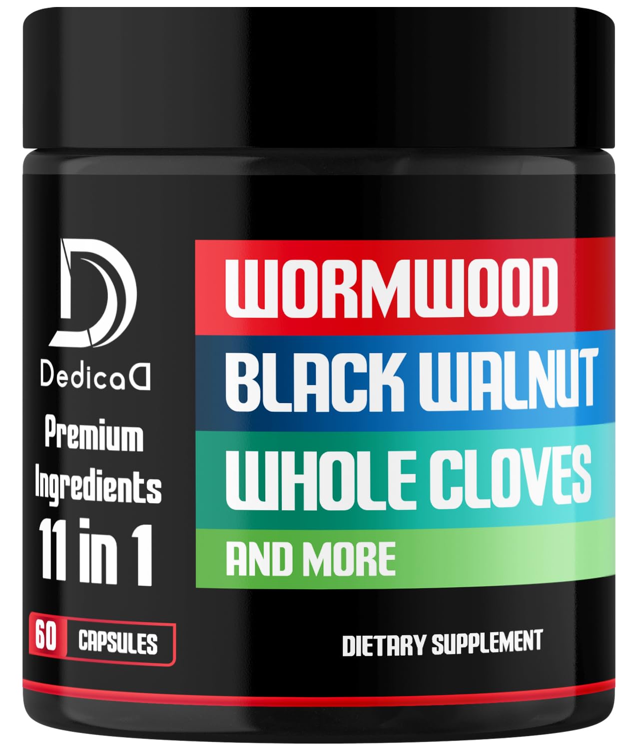 DEDICAD Wormwood Capsules Supplement - Extracted from Black Walnut, Cloves, Turmeric, Apple, Berberine HCl & More - 11 Ingredients Combined for Immune System, Body Management - 60 Capsules DEDICAD uk supplements