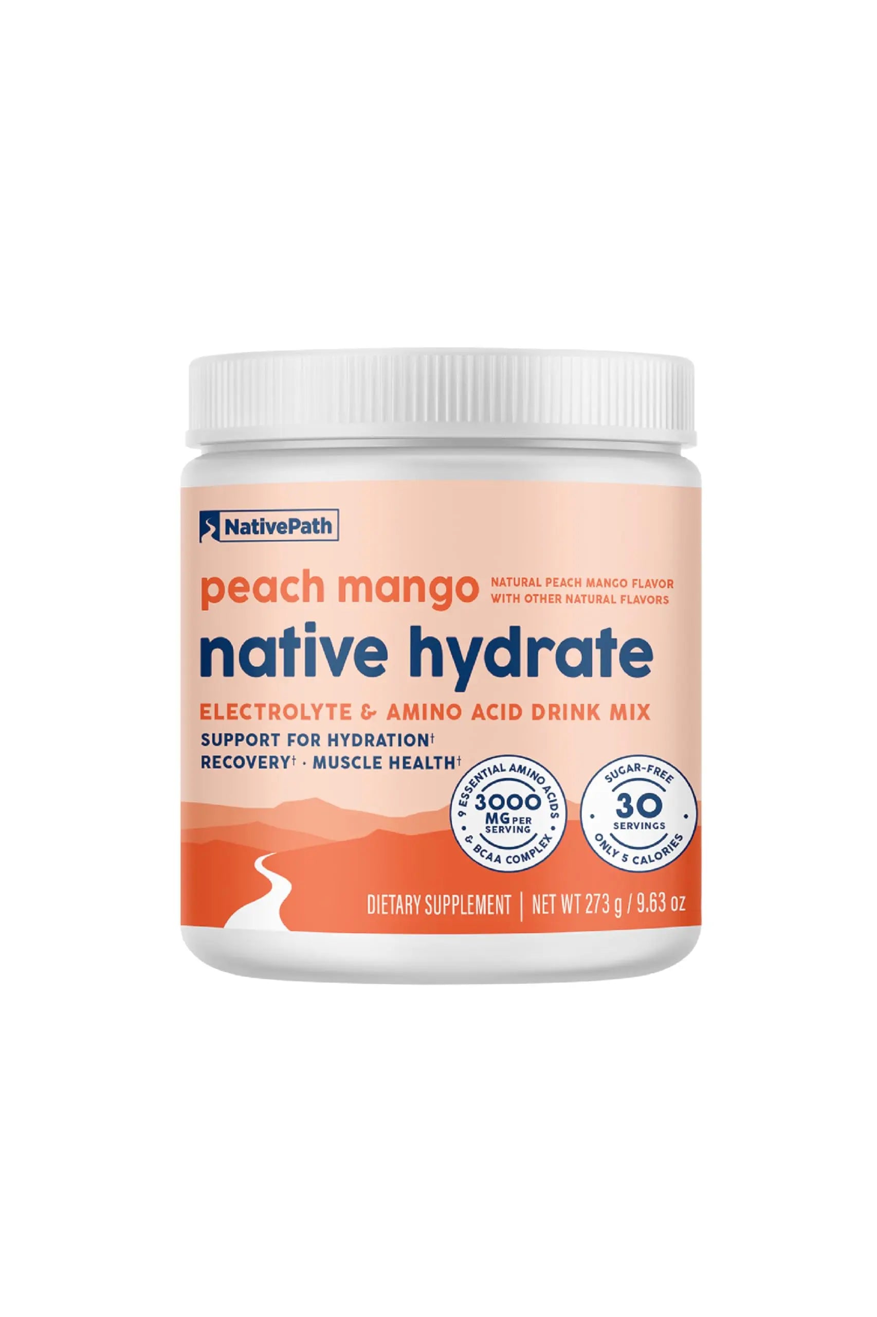 NativePath Hydrate, Zero Sugar, Electrolytes Powder with BCAAs, Peach Mango Hydration, Keto & Paleo Friendly, 30 Servings NativePath uk supplements