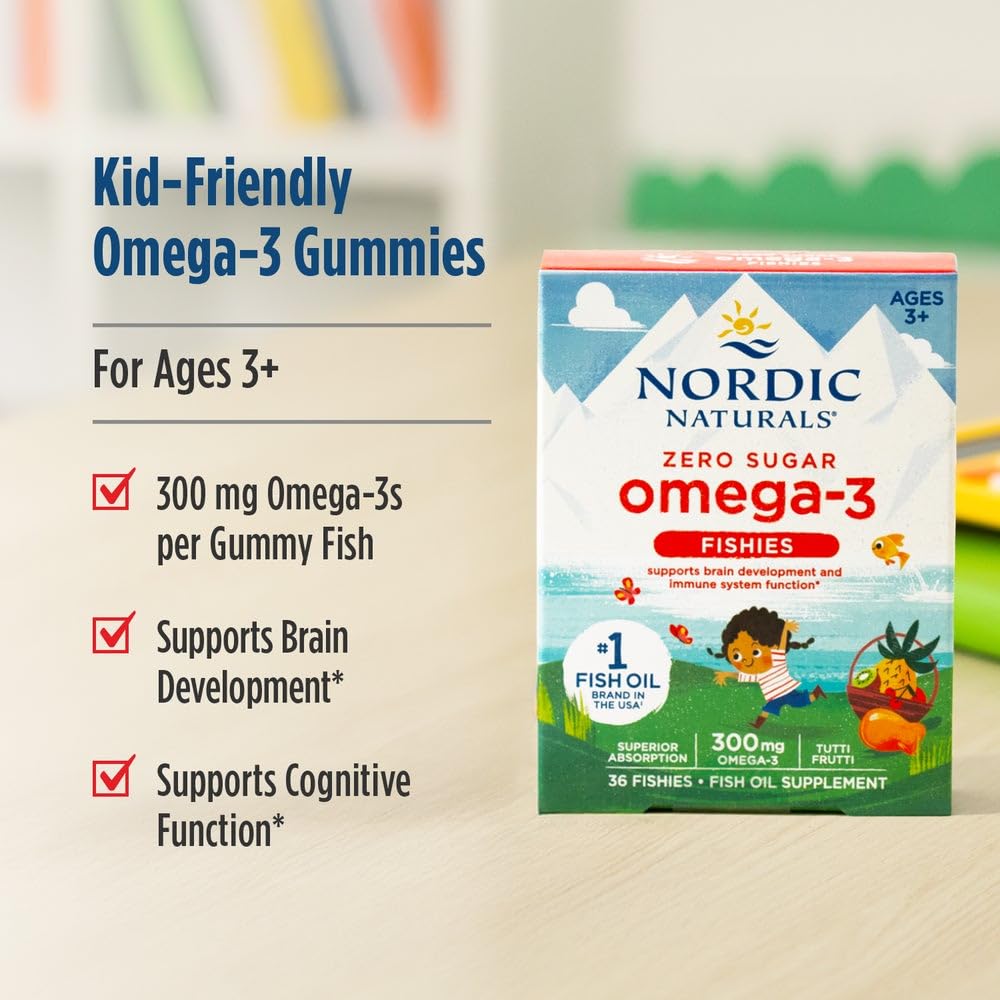 Nordic Naturals Nordic Omega-3 Fishies, Tutti Frutti - 36 Fishies - 300 mg Total Omega-3s with EPA & DHA - Healthy Brain, Mood, Vision & Immune System - Non-GMO - 36 Servings Nordic Naturals uk supplements