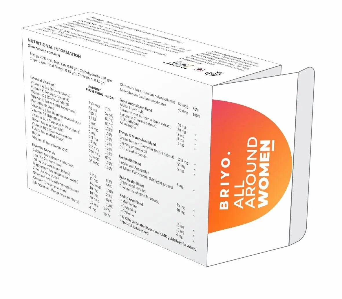 Briyosis All Around Women - 38 nutrients (Essential Vitamins, Minerals, Natural extracts, Amino acids, Primrose Oil) - 90 Capsules Briyosis uk supplements
