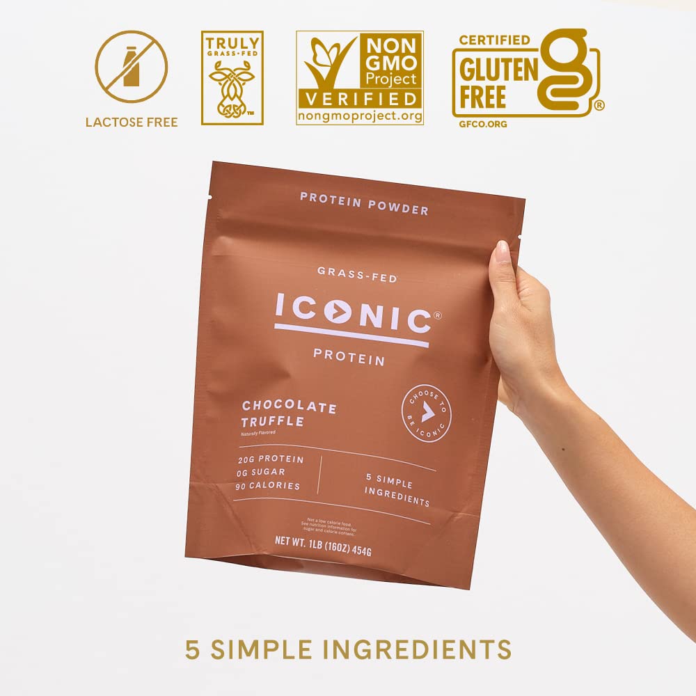 ICONIC Protein Powder, Chocolate Truffle - Sugar Free, Low Carb Protein Powder - Lactose Free, Gluten Free, Non-GMO - 20g Grass Fed Whey & Casein Protein ICONIC uk supplements