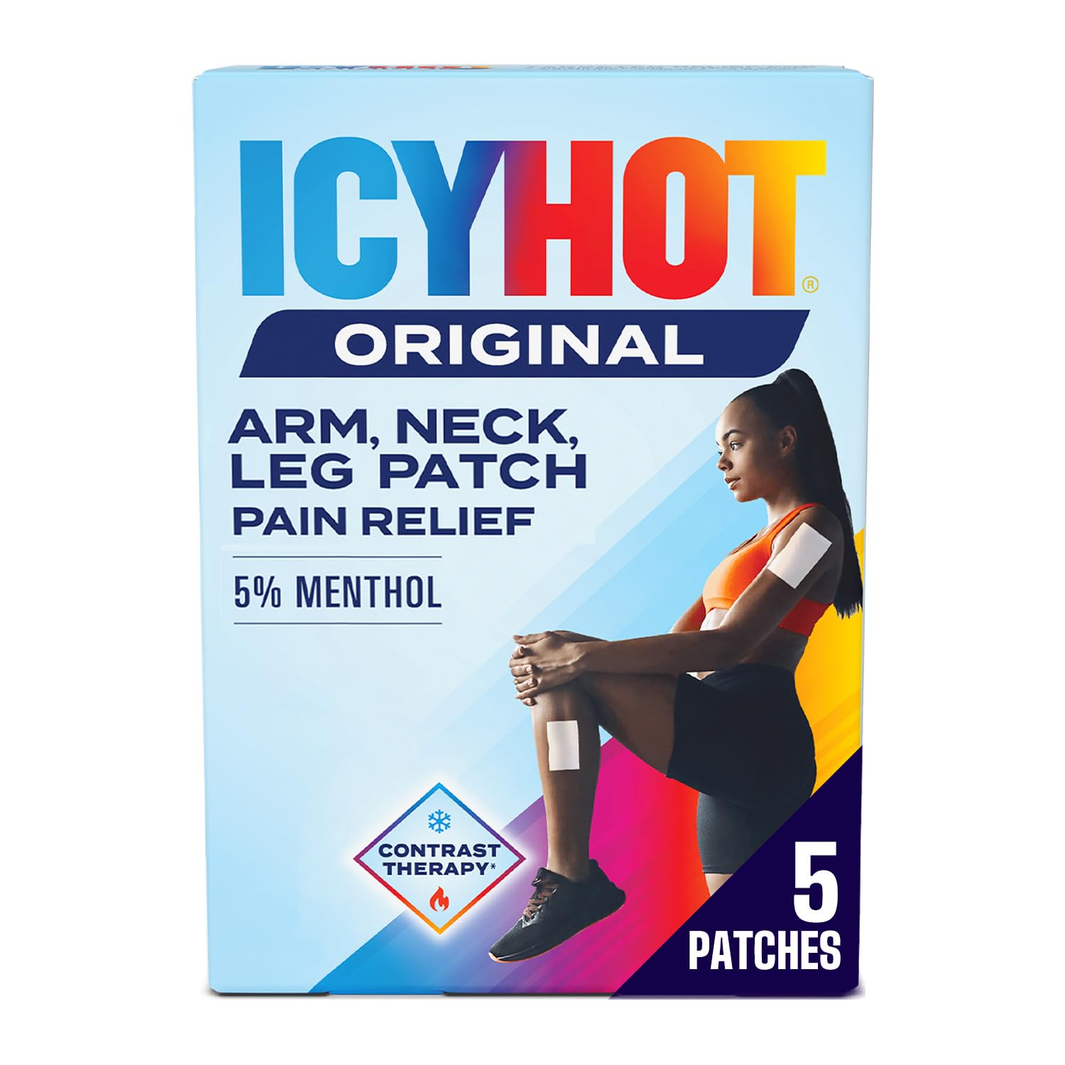 Icy Hot Original Pain Relief Patch, Medium Size Fabric Patches for Arm, Neck and Leg with Menthol 5%, Ice and Heat Contrast Therapy for Backaches, Joints, Muscle Strains and Arthritis, 5 ct. Icy Hot uk supplements