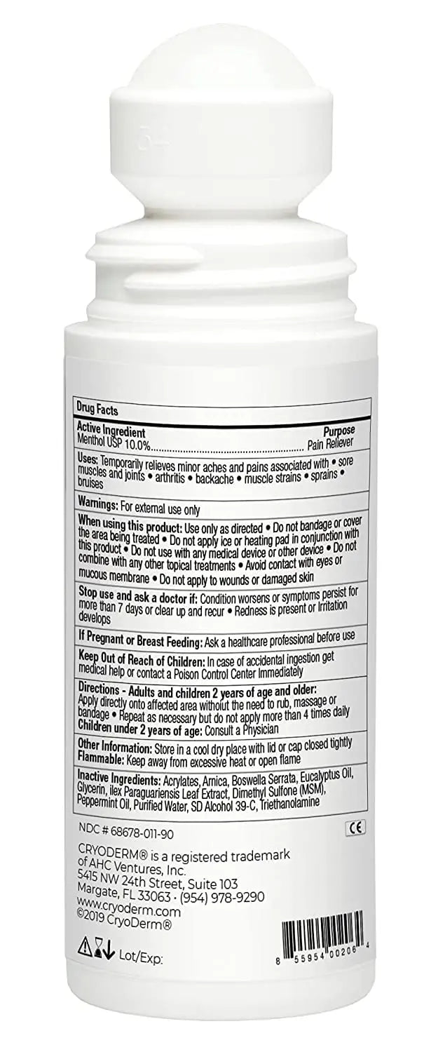 Cryoderm Pain Relieving Roll On 3 oz 2 PACK CryoDerm uk supplements