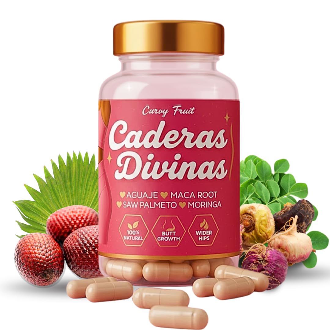 Caderas Divinas : Bigger Booty & Wider Hips – Aguaje + Maca Pills with Moringa & Saw Palmetto – 4 Super Ingredients for Natural Curve Growth – by CurvyFruit – 60 Capsules Curvy Fruit uk supplements