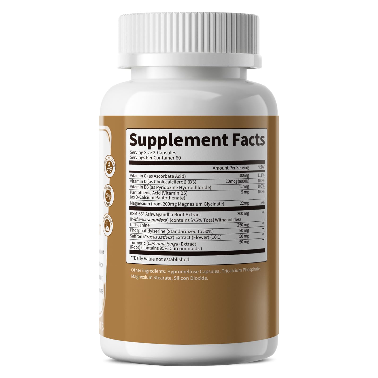10-IN-1 Cortisol Supplements w/ KSM-66® Ashwagandha 300mg + L-Theanine 250mg, Magnesium Glycinate, Saffron, Phosphatidylserine, Turmeric & Vitamin C D3 B6 B5, For Women Men, 120 Capsules 60-Day Supply Lukaree uk supplements
