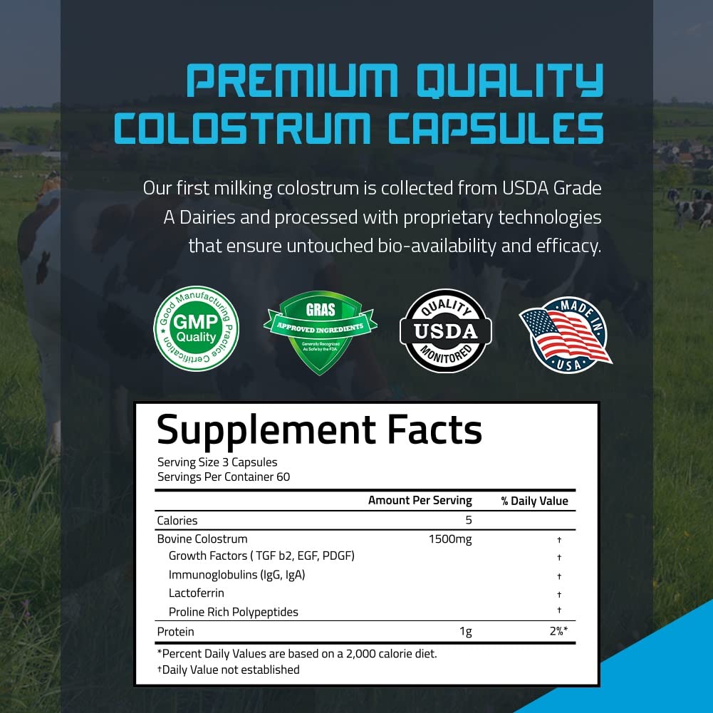 TBR Labs Pure Bovine Colostrum 180 Capsules - Antibiotic and Hormone Free - USA Source TBR Labs uk supplements