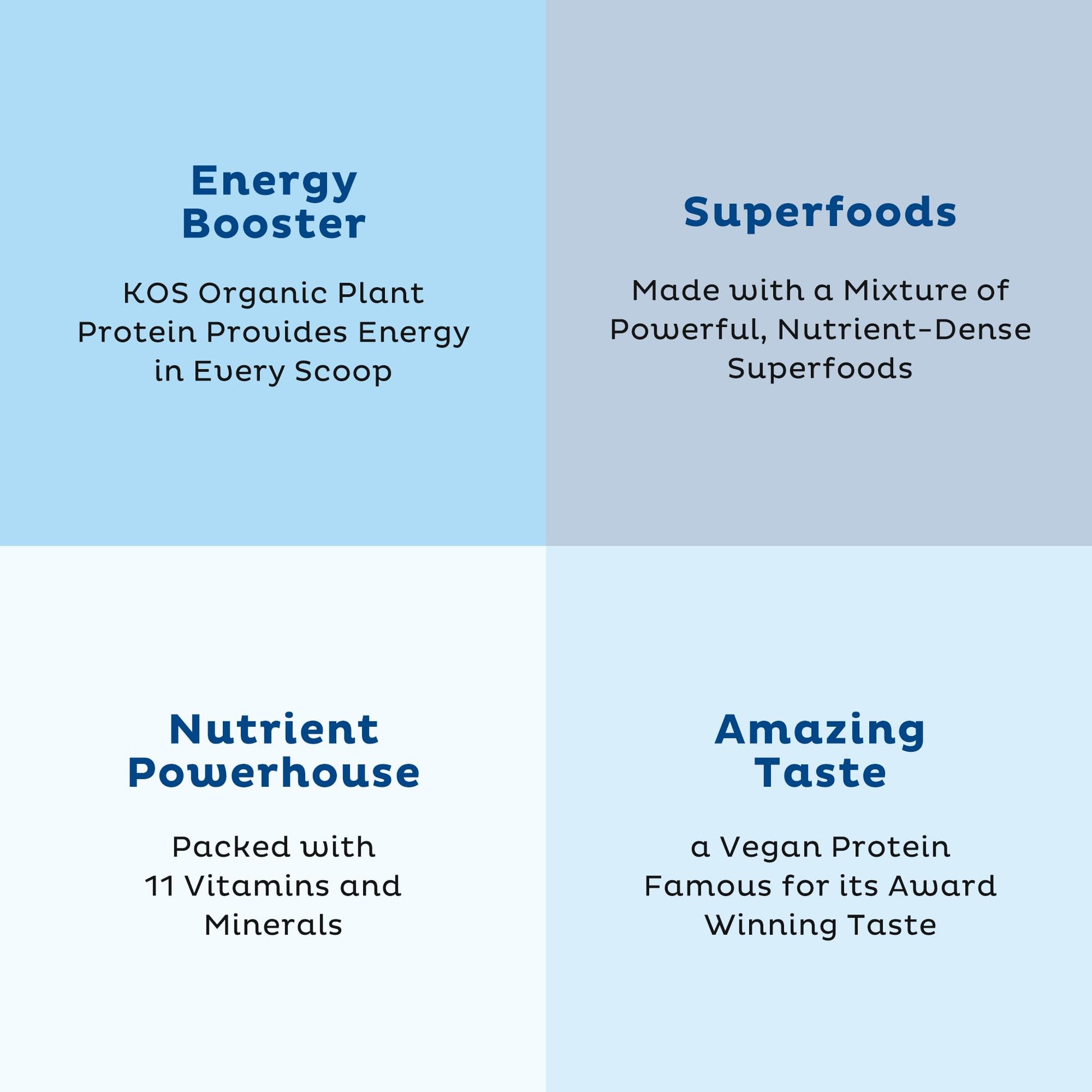 KOS Plant Based Protein Powder, Blueberry Muffin - Organic Pea Protein Superfood KOS uk supplements