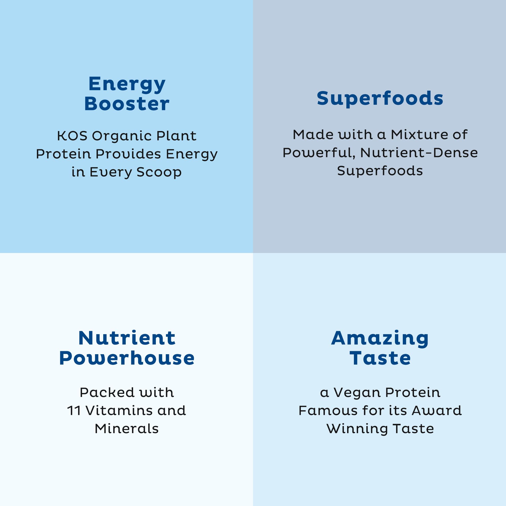 KOS Plant Based Protein Powder, Blueberry Muffin - Organic Pea Protein Superfood KOS uk supplements
