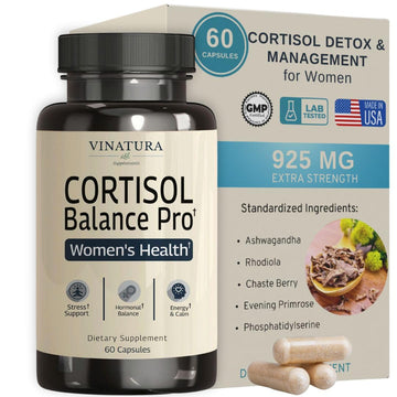 VINATURA Cortisol Supplements for Women - Cortisol Detox and Management - Adrenal Support, Stress Support, 60 Vegan Capsules VINATURA uk supplements