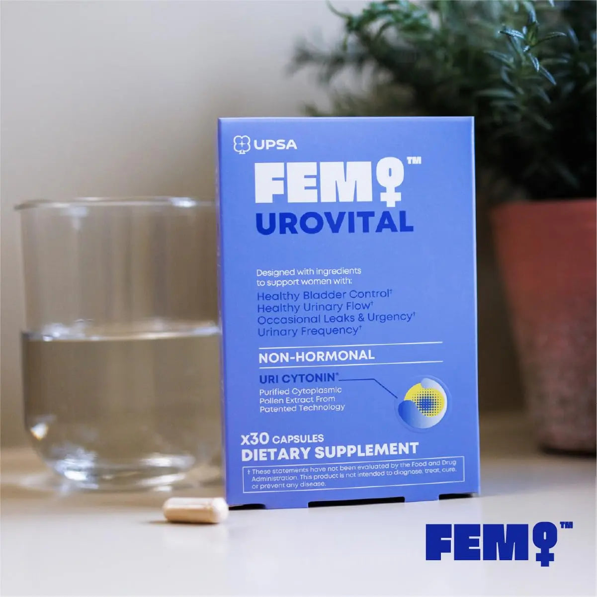 FEM Urovital Bladder Control Supplements - Overactive Bladder, Leakage & Urgency Relief - Non-Hormonal Urinary Tract Health Support for Women - 30 Capsules Upsa uk supplements
