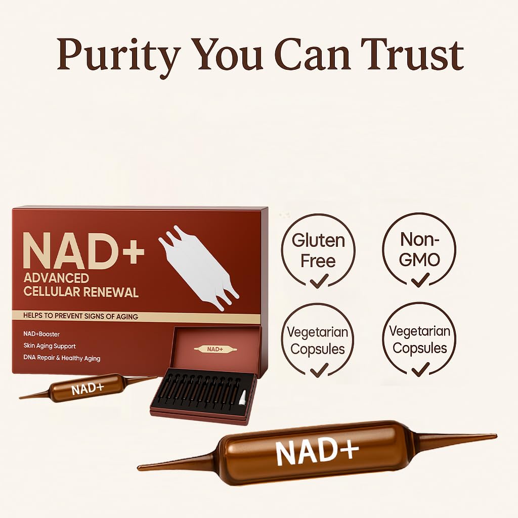 NAD Advanced Cellular Renewal - 1200mg NAD Supplement for Skin Aging Support Energy & Focus - 10 Vials (1) ARSYCHLL uk supplements