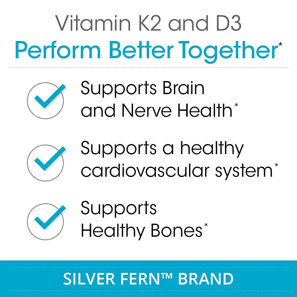 Silver Fern Vitamin K2-D3 Supplement Brand - Natural, Non-Synthetic - K2-7 as Menaquinone-7 (MK-7) - D3 as cholecalciferol Silver Fern uk supplements