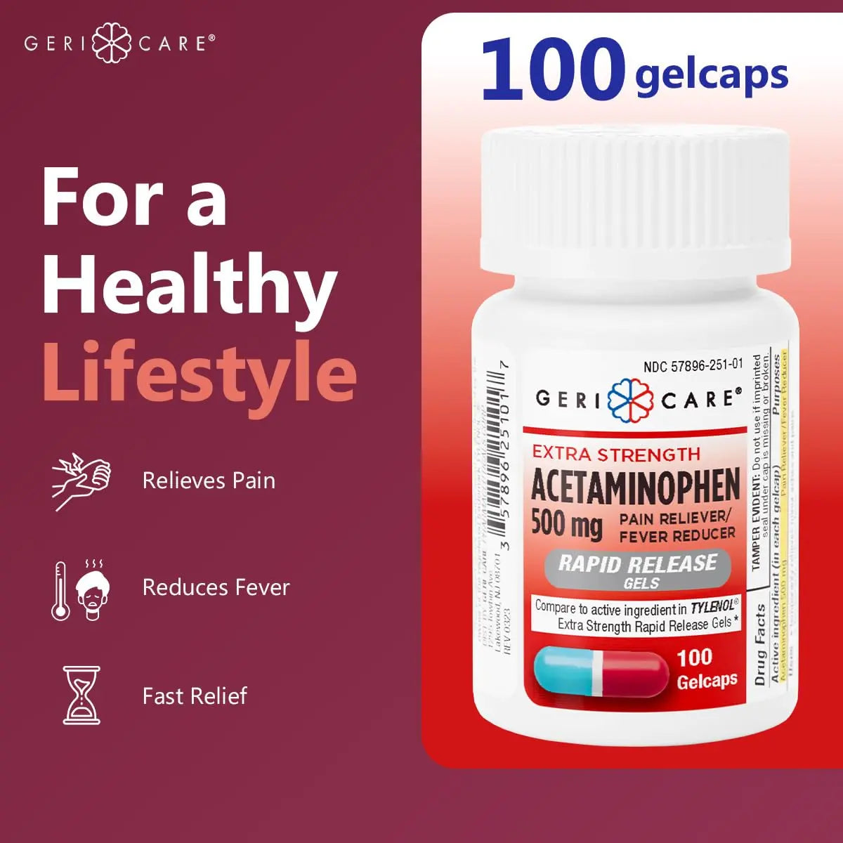 Extra Strength Rapid Release Pain Relief Gelcaps, 100count GeriCare uk supplements