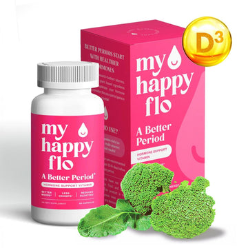 My Happy Flo PMS Support Supplement for Women with Iron, PMS Relief Hormone Support for Women, 10-in-1 PMDD Supplements for Women | DIM & I3C Indole-3-Carbinol for Cramp Relief, Heavy Flow - 60 Caps My Happy Flo uk supplements