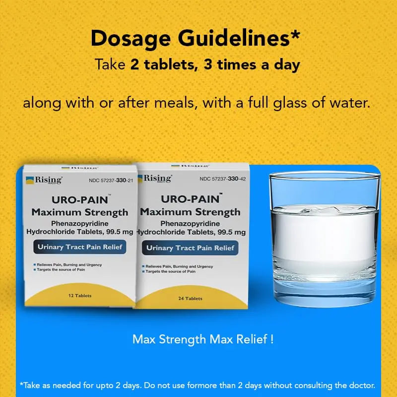 Rising Health - URO Pain Maximum Strength | Urinary Tract Pain Relief | Relief from Pain, Burning and Urgency | 24 Count Rising uk supplements
