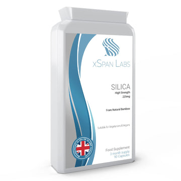 Silica 225mg – 90 Capsules - A Potent Highly Bioavailable Form - Naturally Sourced from Bamboo Extract - One-A-Day Vegan Capsules to Support Healthy Hair, Nails and Skin - Made in The UK Xspan Labs uk supplements