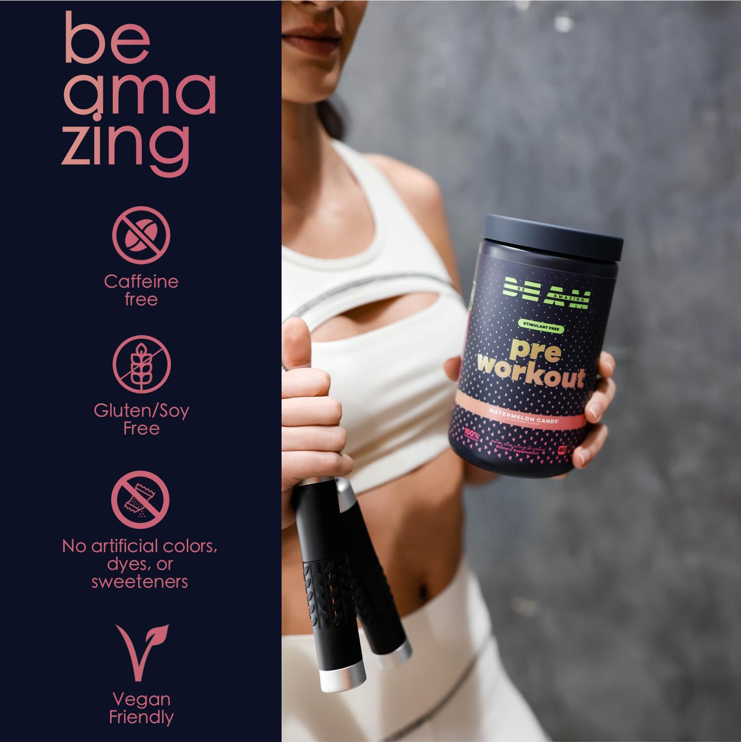 BEAM Be Amazing Vegan Stim Free Pre-Workout Powder | Energy Booster Powdered Drink BEAM uk supplements