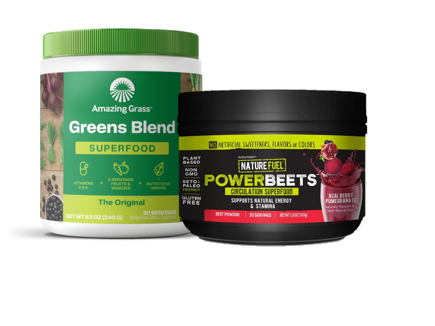 Amazing Grass Greens Blend Superfood: Super Greens Powder Smoothie Mix for Boost Energy, 30 Servings & Nature Fuel Power Beets Powder, Beet Root Powder, Support Natural Energy, 30 Servings Amazing Grass uk supplements