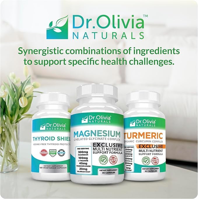 Dr. Olivia Naturals Magnesium Glycinate Complex - L-Theanine, Passionflower & Valerian Root for Sleep Support Supplement, Nerve & Muscle Health, High Absorption - 90 Vegetarian Capsules Dr. Olivia Naturals uk supplements