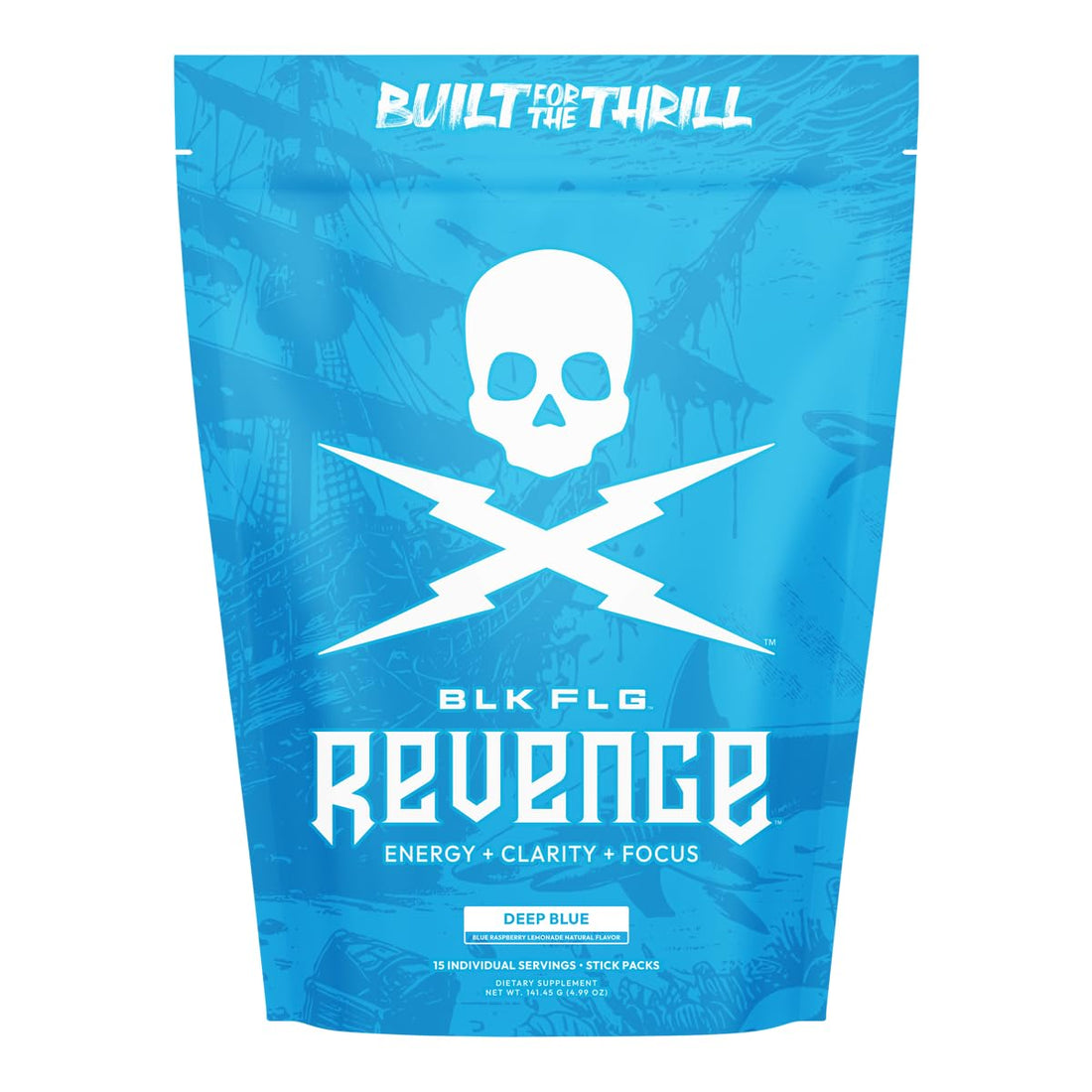 REVENGE BLK FLG Energy Drink Mix – Healthy Coffee Alternative with Natural Caffeine & Nootropics – Focus & Clean Energy Supplement – Sugar Free – 15 On-The-Go Stick Packs REVENGE uk supplements