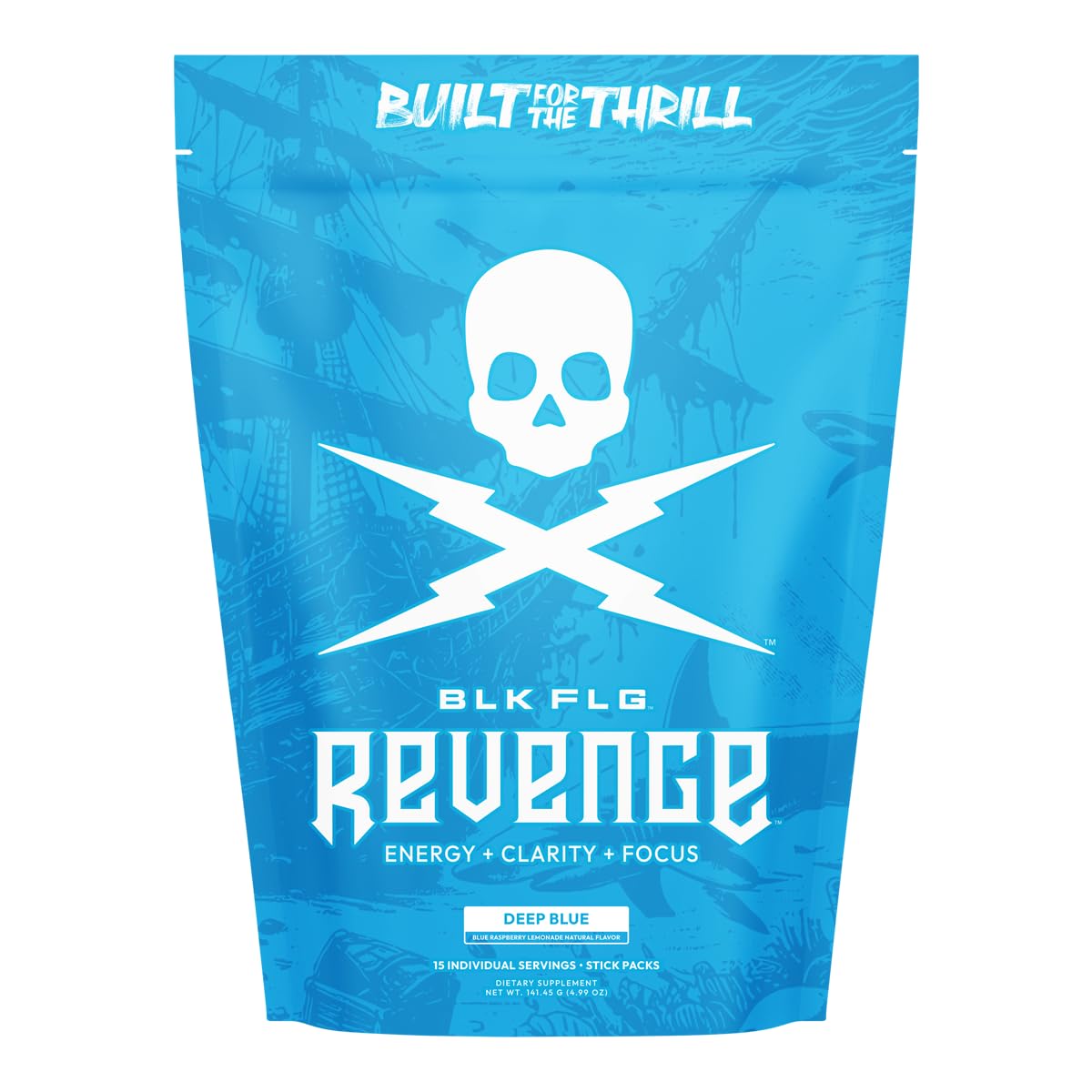 REVENGE BLK FLG Energy Drink Mix – Healthy Coffee Alternative with Natural Caffeine & Nootropics – Focus & Clean Energy Supplement – Sugar Free – 15 On-The-Go Stick Packs REVENGE uk supplements