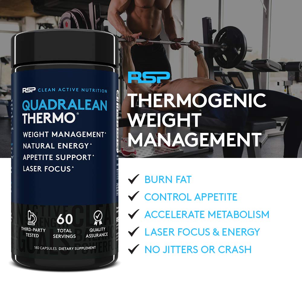 RSP Nutrition QuadraLean Thermogenic Fat Burner for Men & Women, Weight Loss Supplement RSP NUTRITION uk supplements