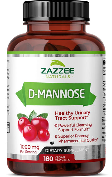 Zazzee D-Mannose, 1000 mg per Serving, 180 Vegan Capsules, 3 Month Supply, Potent Zazzee uk supplements