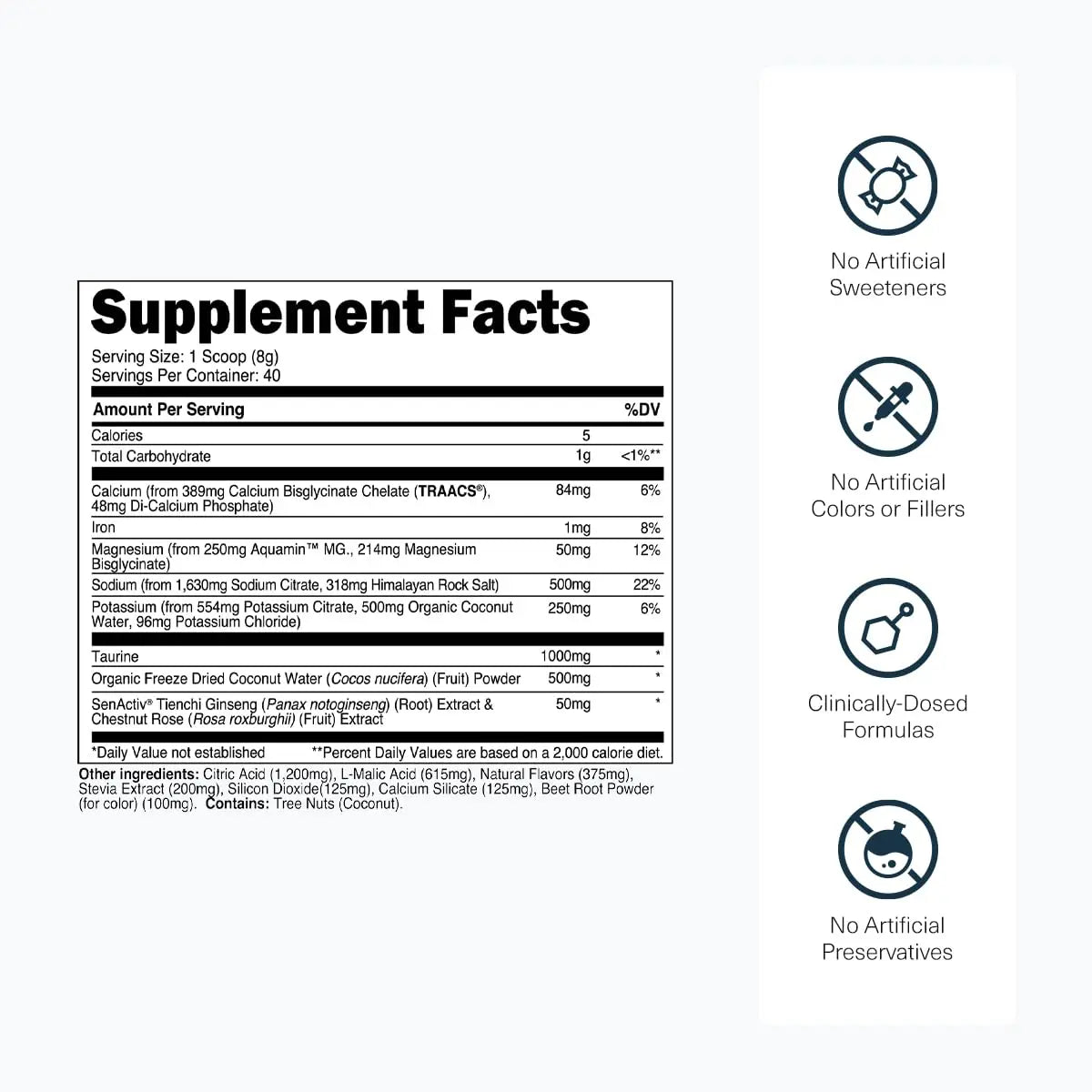Transparent Labs Hydrate Naturally Sweetened Electrolytes Powder - Hydration Powder Electrolytes with Coconut Water, Calcium, Taurine, & Potassium Transparent Labs uk supplements