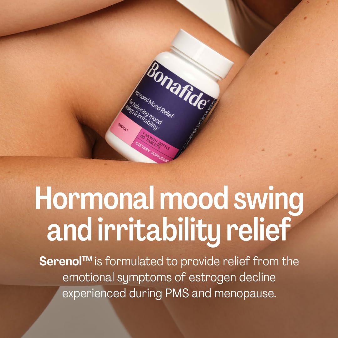 Serenol by Bonafide. Relief from Hormonal Mood Swings, Irritability, & PMS Bloating. — 3-Month Supply (180 Tablets) Bonafide uk supplements