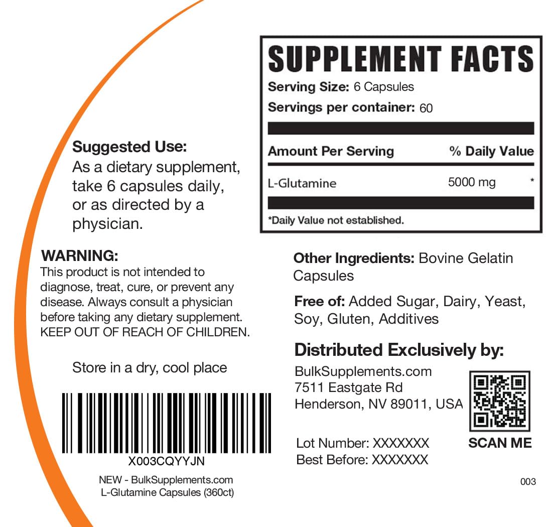 BULKSUPPLEMENTS.COM L-Glutamine Capsules - Glutamine Supplement, L Glutamine BULKSUPPLEMENTS.COM uk supplements