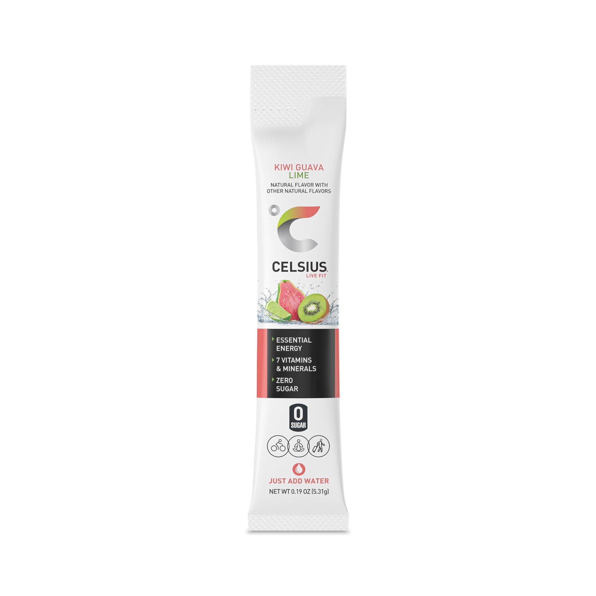 CELSIUS Kiwi Guava Lime On-the-Go Powder Stick Packs, Zero Sugar , 14 Count (Pack of 1) CELSIUS uk supplements