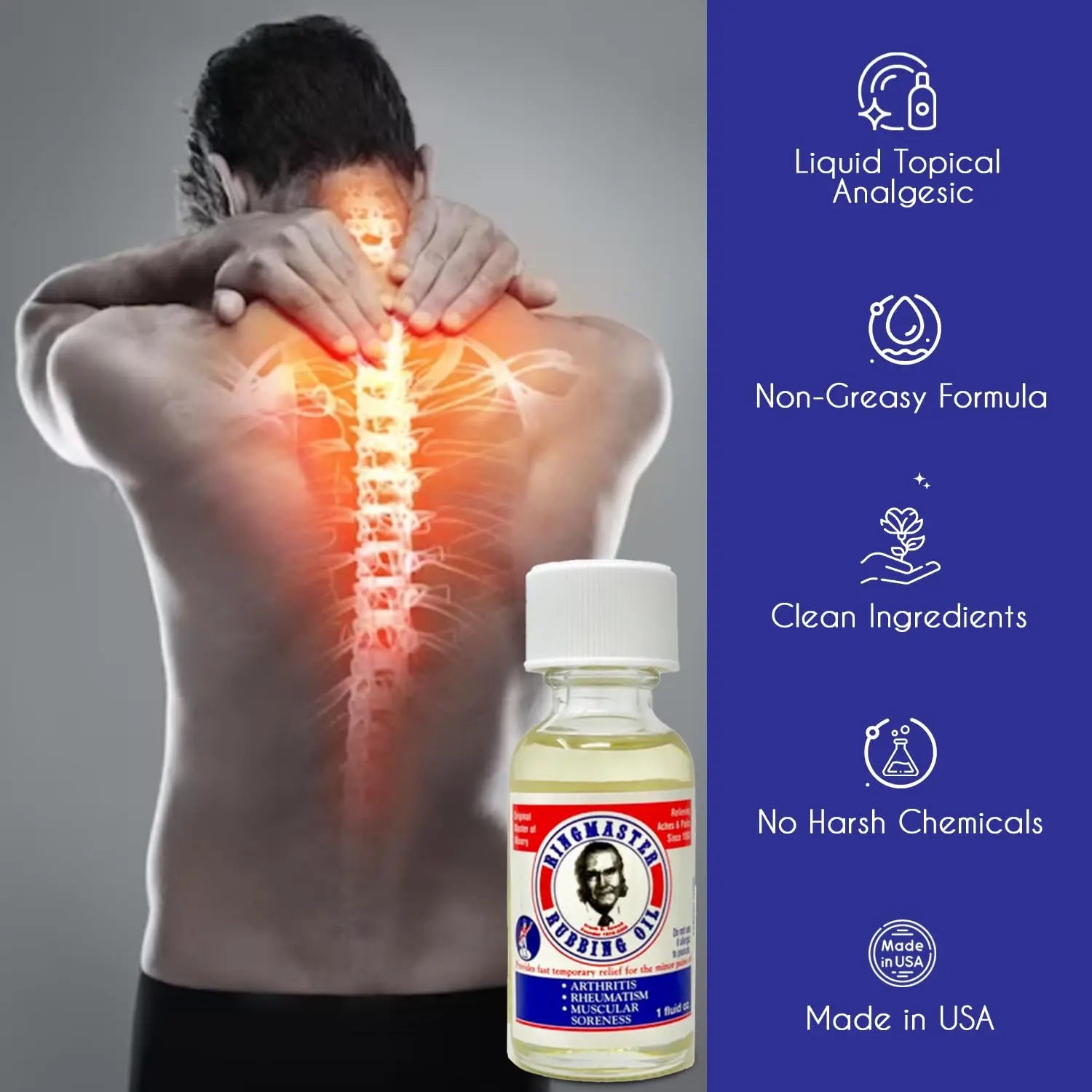 Ringmaster Rubbing Oil Pain Relief Since 1950 Made in USA for Arthritis, Rheumatism, Muscular Joint Soreness (1 oz) Ringmaster Rubbing Oil uk supplements