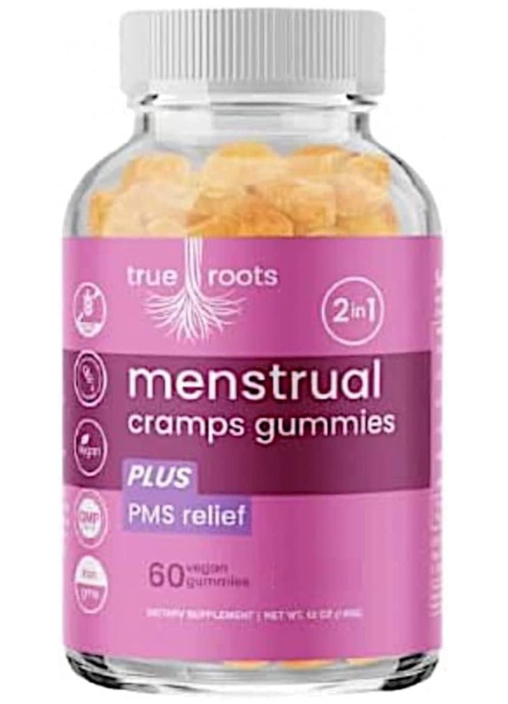 Menstrual Cramp Period Gummies True Roots | PMS Support Supplement for Women | Healthy Flow | Flo PMS Menstrual Cycle Relief, Cramping and Bloating | Vegan & Natural Flavors | 60 Count True Roots uk supplements