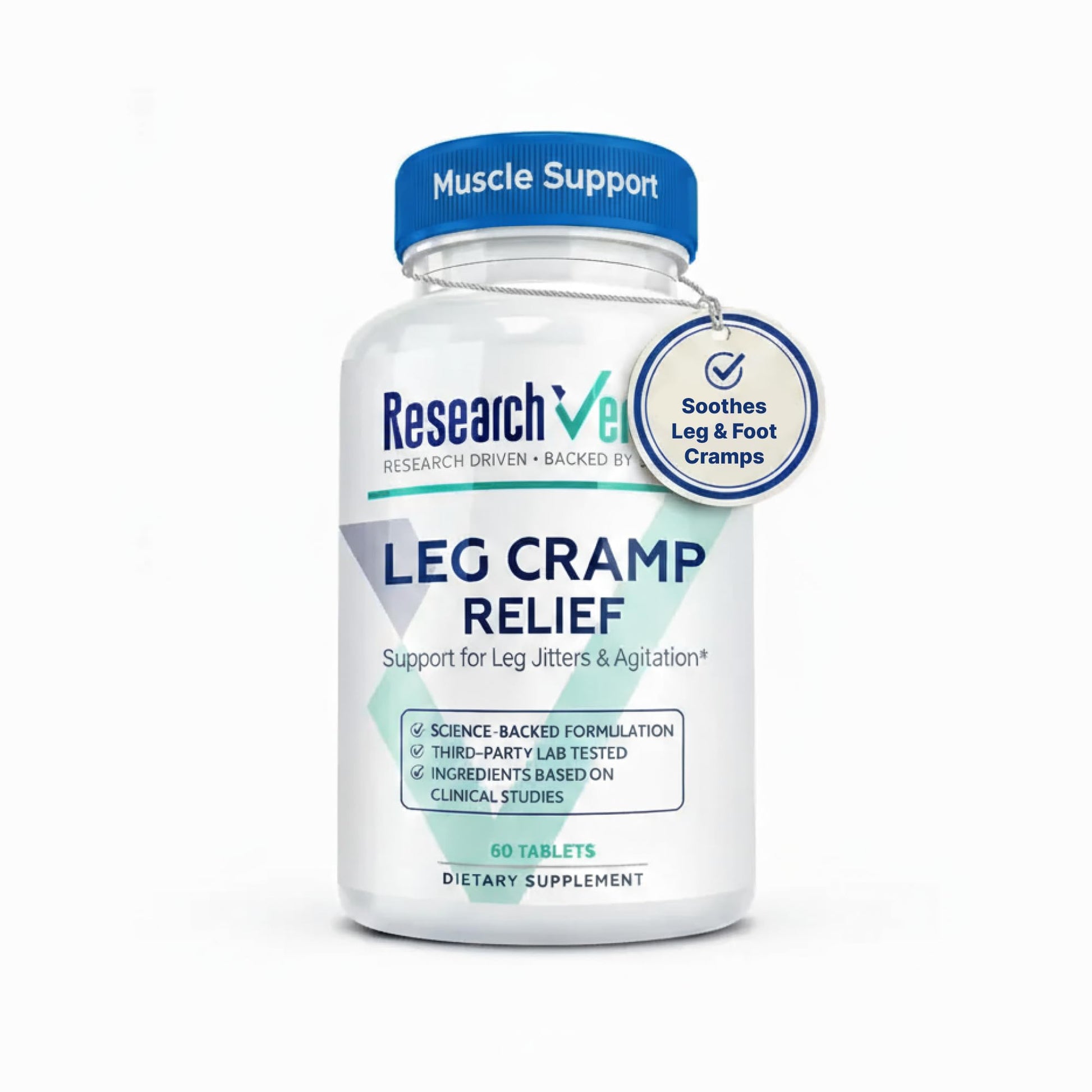 Research Verified Leg Cramps - Magnesium, B Vitamins, Ginger, Chamomile, BioPerine - Circulation Support - Vegan - 1 Month Supply Research Verified uk supplements