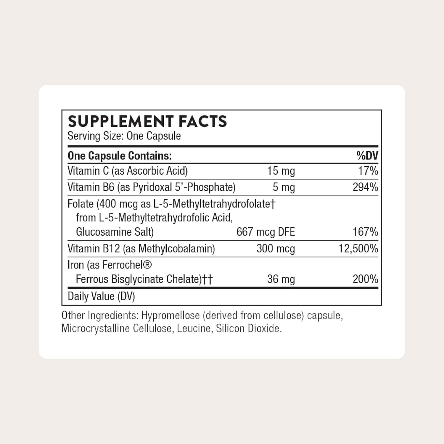 THORNE - Advanced Iron Complex (Formerly Ferrasorb) - Complete Blood Support Formula* - Elemental Iron, Folate, B and C Vitamins for Optimal Absorption - Gluten, Dairy & Soy-Free - 60 Servings THORNE uk supplements