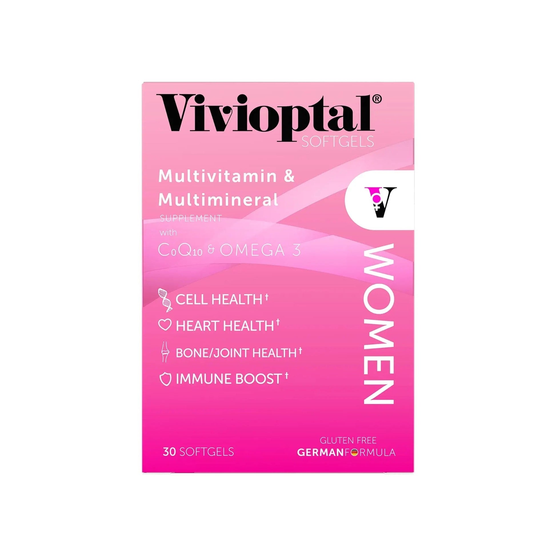 Vivioptal Women, 30 Capsules, CoQ10 & Omega-3, Multivitamin & Multimineral, Gluten Free, German Formula Vivioptal Vitamins uk supplements