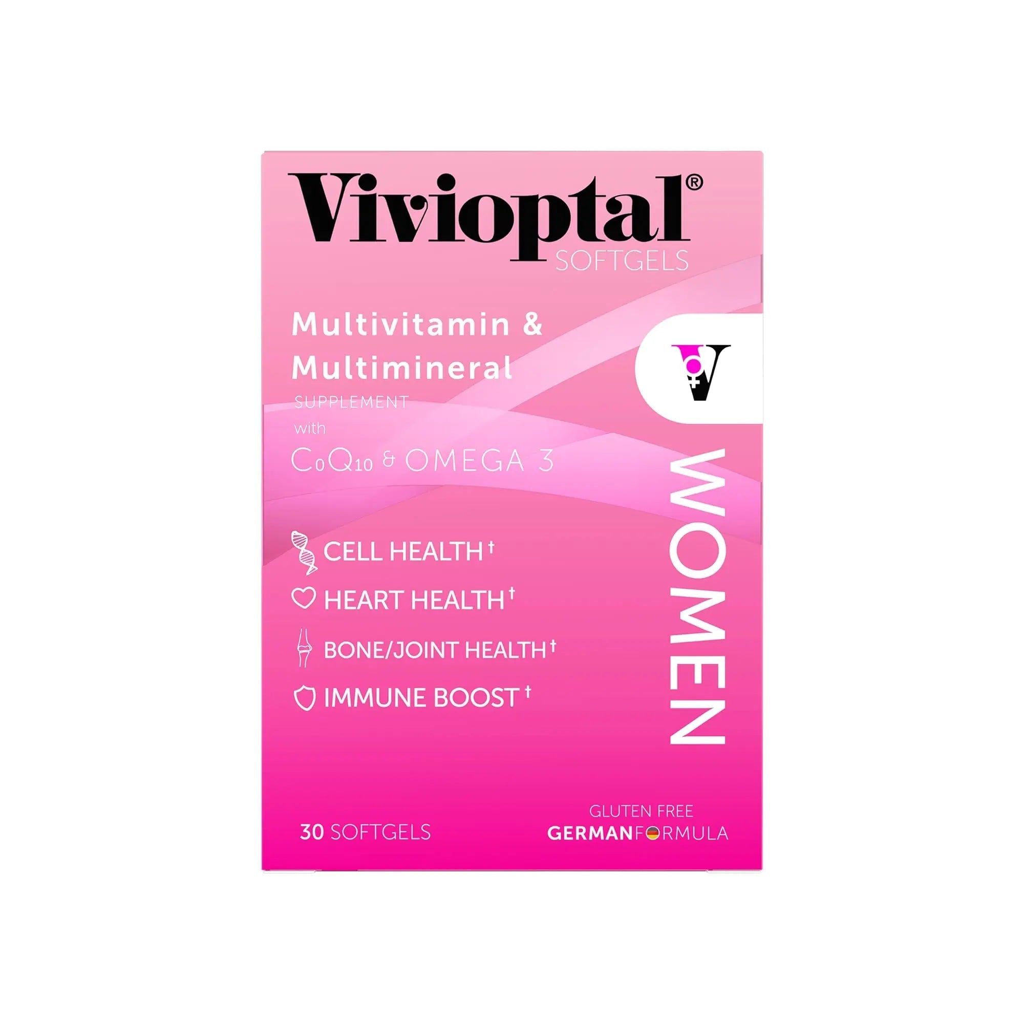 Vivioptal Women, 30 Capsules, CoQ10 & Omega-3, Multivitamin & Multimineral, Gluten Free, German Formula Vivioptal Vitamins uk supplements