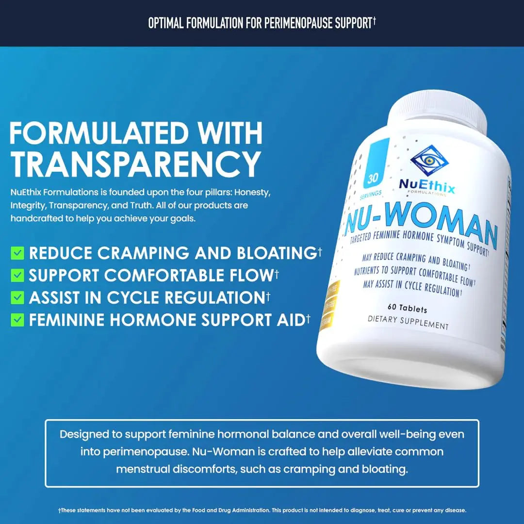 NuEthix Formulations Nu-Woman - Targeted Feminine Hormone System Support - Nutrients to Support Your Body Healing and Working The Way its Supposed to Work - 60 Tablets NuEthix Formulations uk supplements