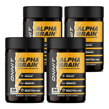 ONNIT Alpha Brain Nootropic Capsules for Men & Women, IGEN Non-GMO Tested Memory, Focus & Mental Clarity, with L-Theanine and Vitamin B6, 90 Count Each, Pack of 4 (360 Capsules) ONNIT uk supplements