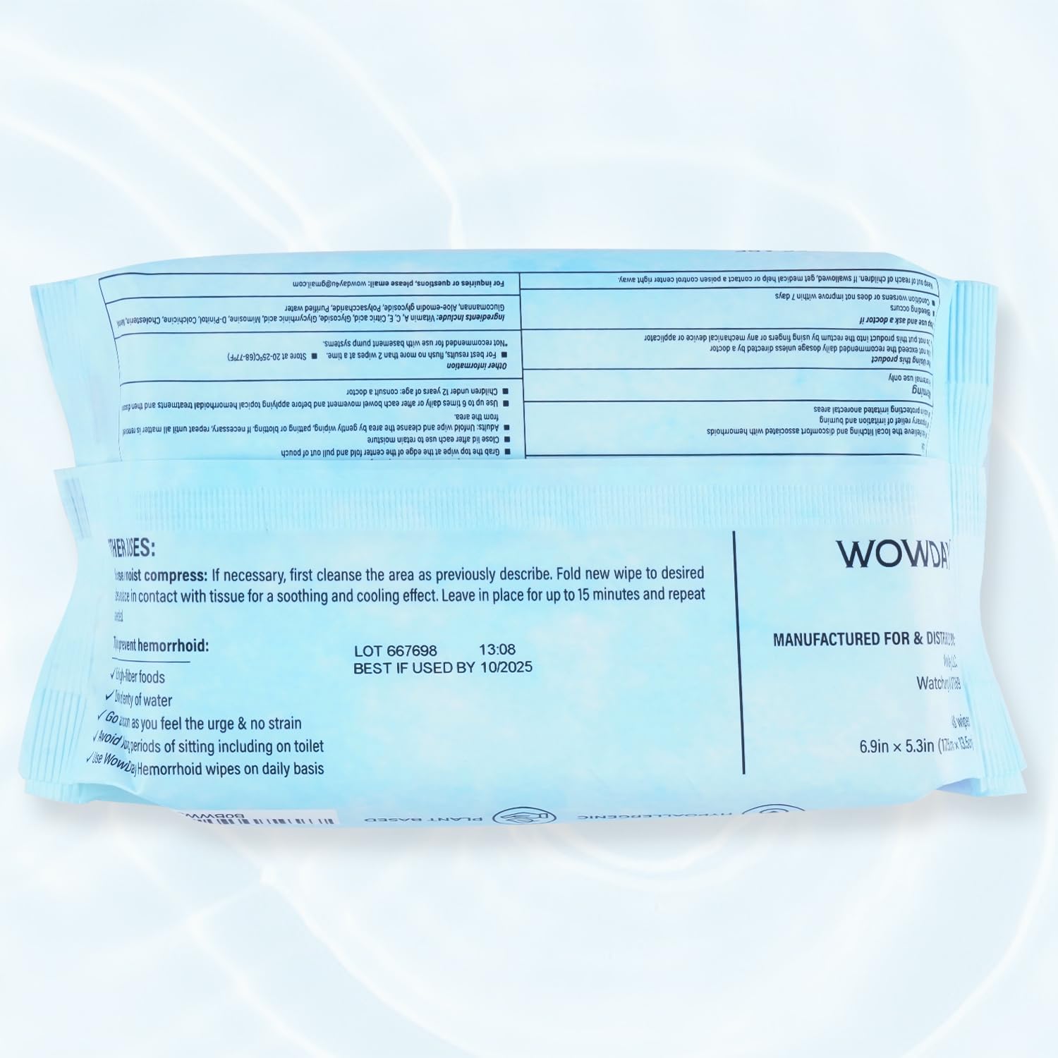 Wowday Flushable Hemorrhoid Wipes | Medicated Witch Hazel Wipes Ph Balanced | 112 Count Natural Fragrance Free Adult Hemorrhoids Witch Hazel Wipe for Butt Itch WowDay uk supplements
