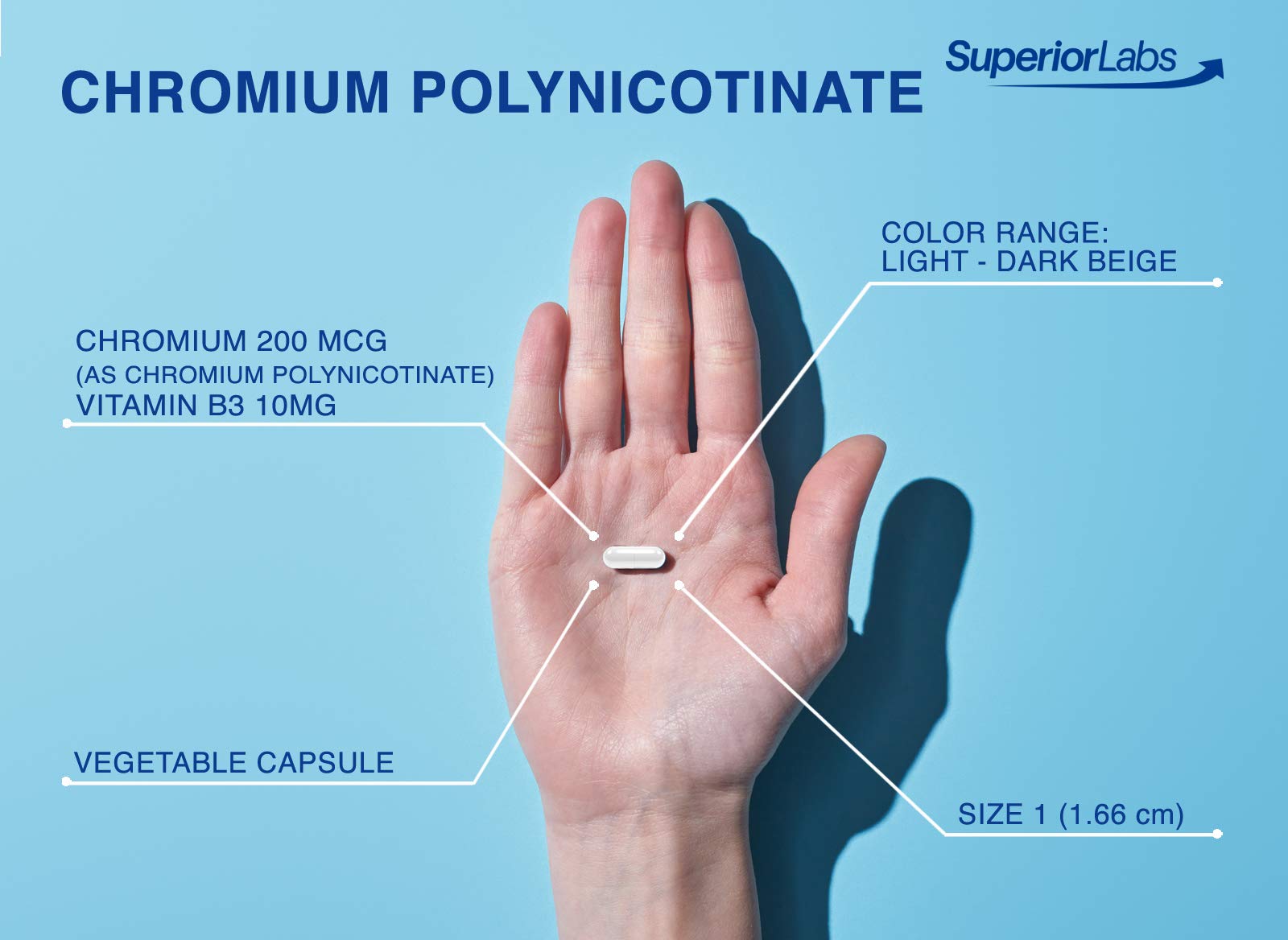 Pure Chromium Polynicotinate Supplement - Made in USA - 200mcg + Vitamin B3 for Optimal Superior Labs uk supplements