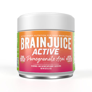 BrainJuice Nootropics Brain Support Supplement, Gluten Free Powder for Energy and Focus, Pre Workout w/Alpha GPC, Vitamin B & Organic Green Tea Extract Caffeine, Active Pomegranate Acai, 15 Servings BrainJuice uk supplements