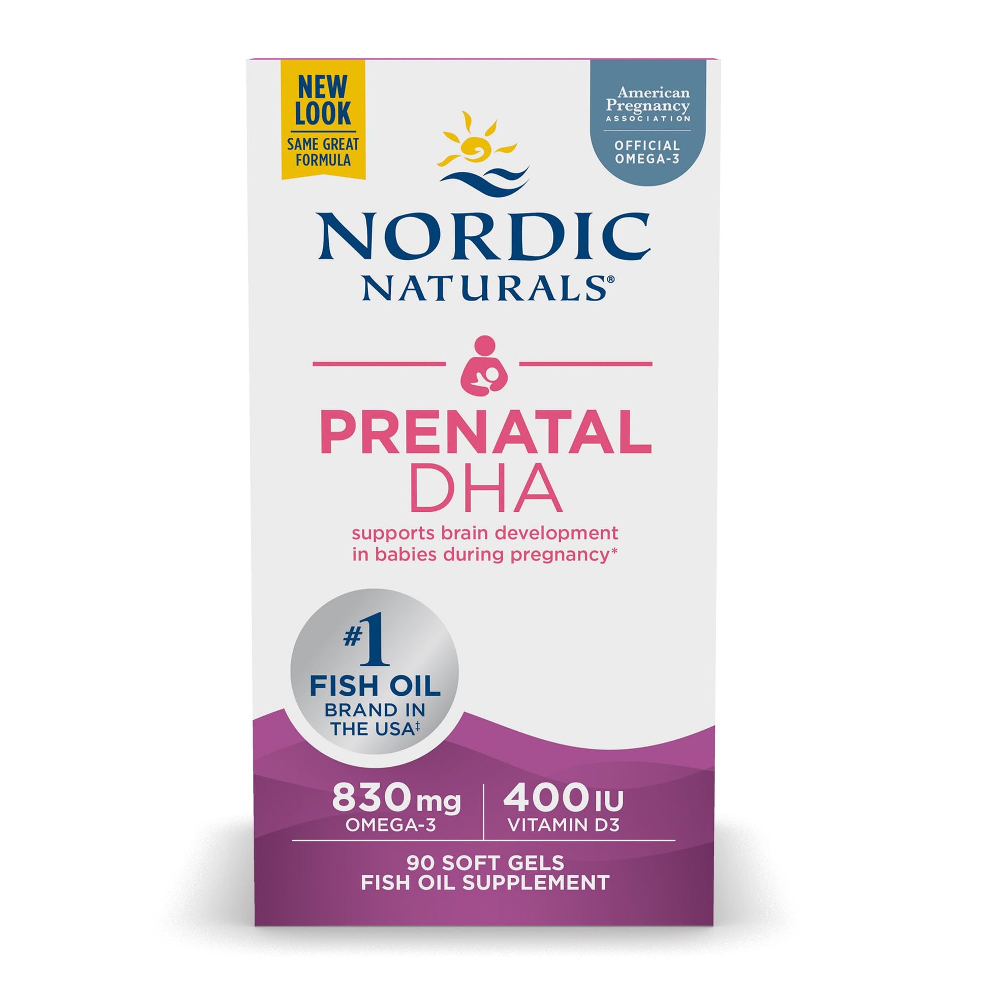 Nordic Naturals Prenatal DHA, Unflavored - 830 mg Omega-3 + 400 IU Vitamin D3 - 90 Soft Gels - Supports Brain Development in Babies During Pregnancy & Lactation - Non-GMO - 45 Servings Nordic Naturals uk supplements