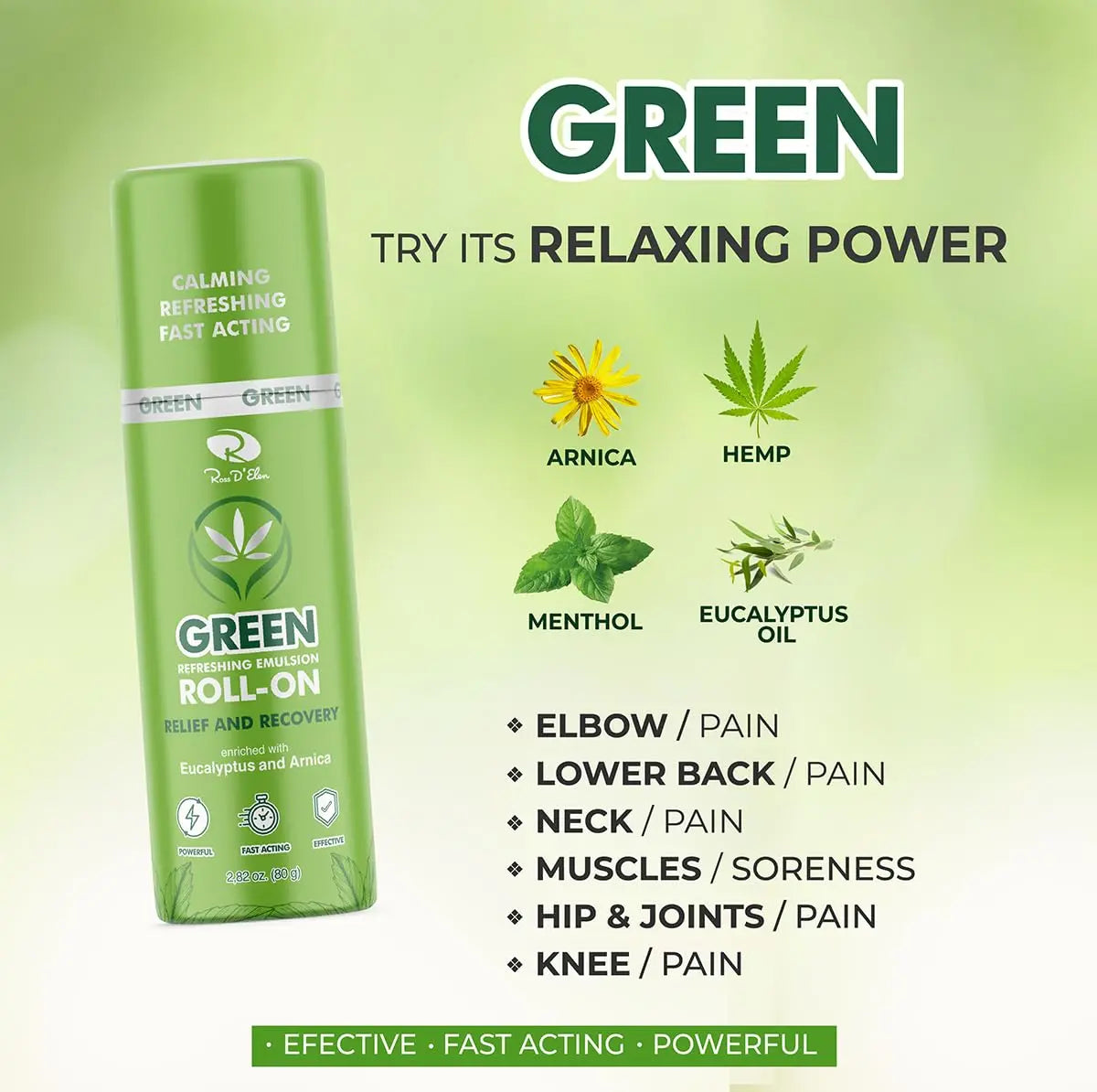 Ross D’Elen Green Menthol ROLL-ON 3-Pack ROSS D'ELEN uk supplements
