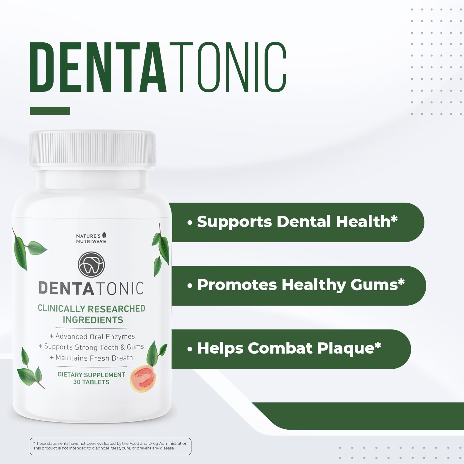 Nature’s NutriWave DentaTonic – Daily Oral Supplement with Guava Fruit, Hydroxyapatite & Enzyme Blend – Made in USA Non-GMO, Stimulant-Free Formula – 30 Tablets, 1 Month Supply Nature’s NutriWave uk supplements