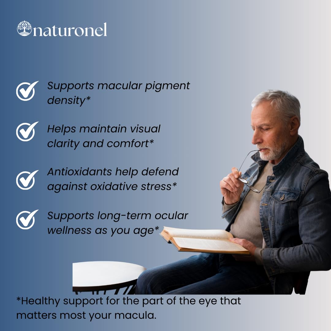 Naturonel Macular Support Formula – Vision & Eye Health with Lutein, Zeaxanthin, Bilberry, Eyebright & Antioxidants | Non-GMO, Made in USA, GMP Certified – 60 Capsules, 30 Day Supply (1) Naturonel uk supplements